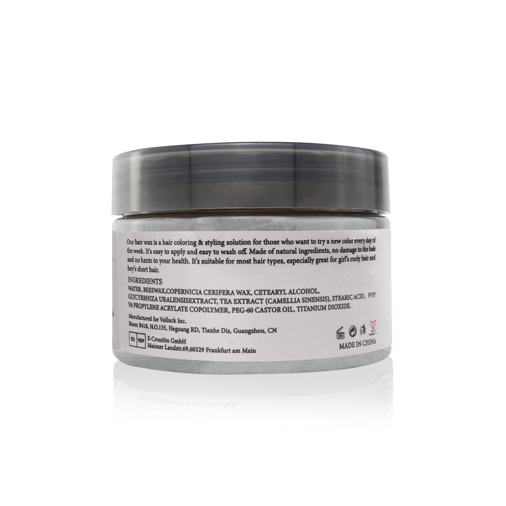 VOLLUCK Cire cheveux argent gris, lavage à l’eau facile et sans résidu.