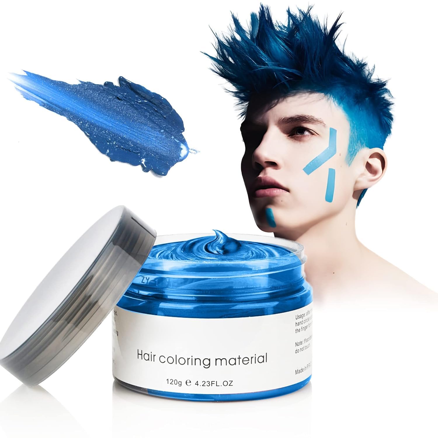 VOLLUCK cire coloration cheveux bleu pomade, application facile et teinte temporaire.