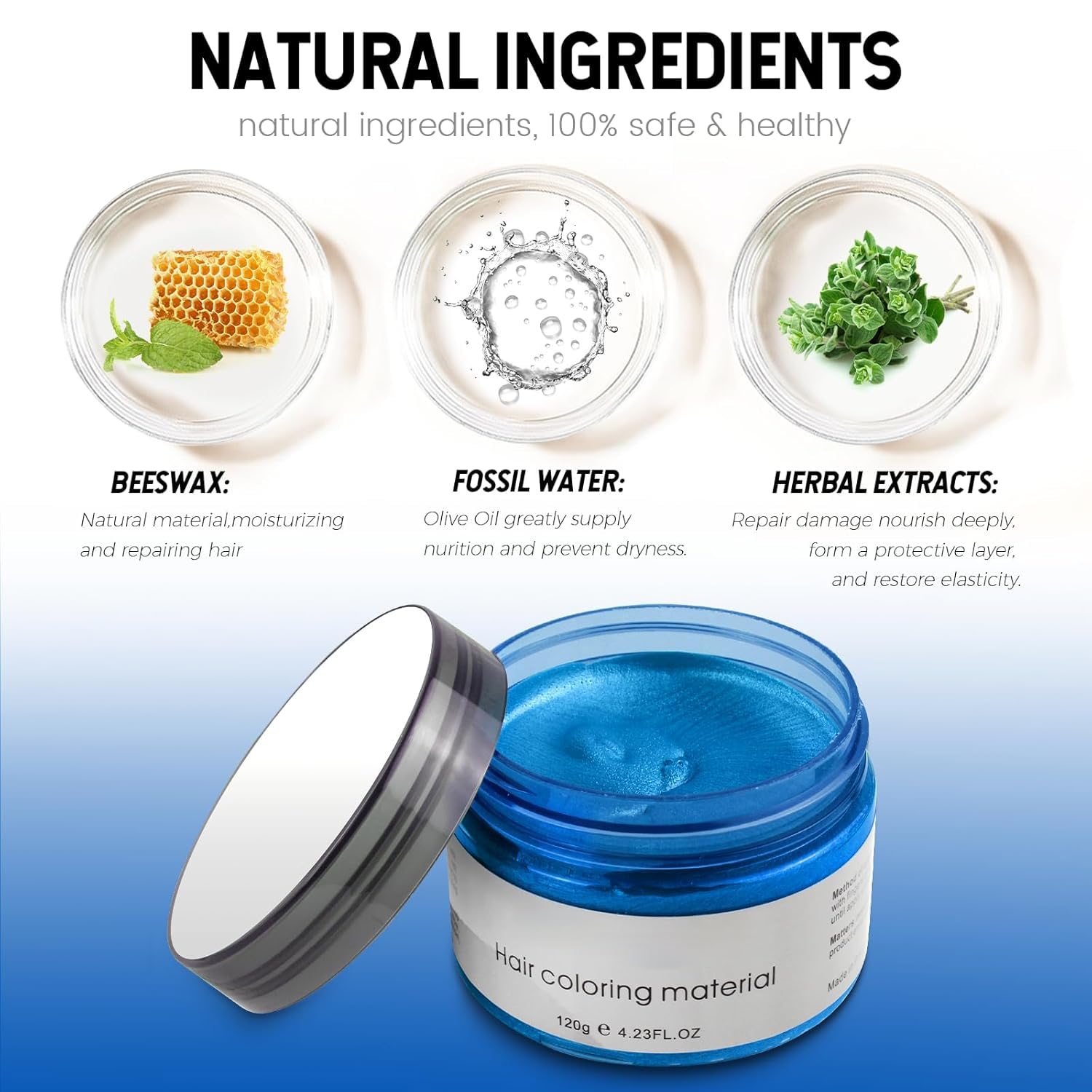 VOLLUCK cire coloration cheveux bleu pomade, parfum frais durable.