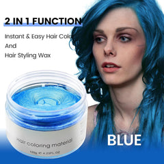 VOLLUCK cire coloration cheveux bleu pomade, texture malléable pour style personnalisé.