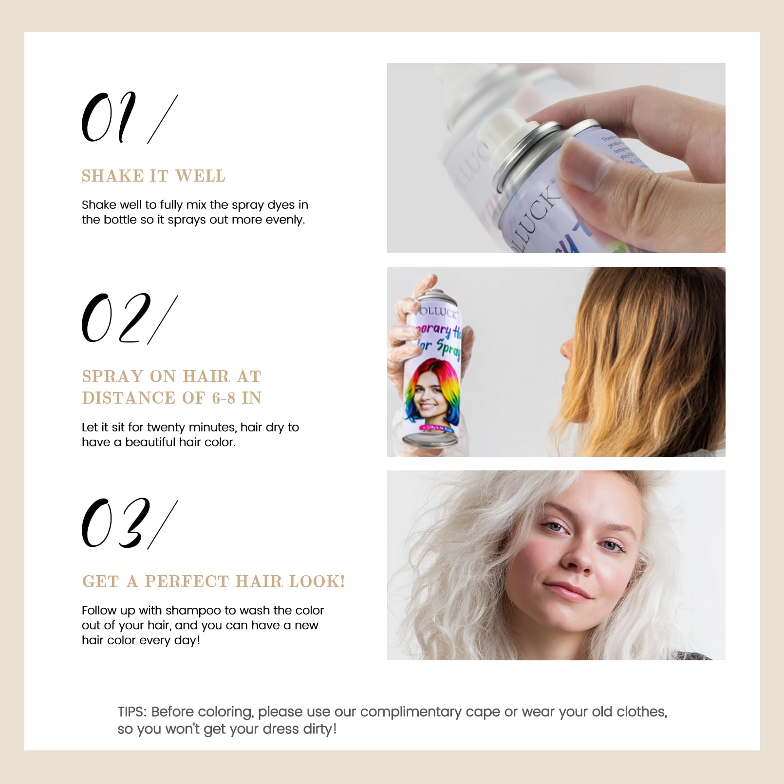 VOLLUCK colorant-cheveux blanc, ideal pour cosplay et Halloween