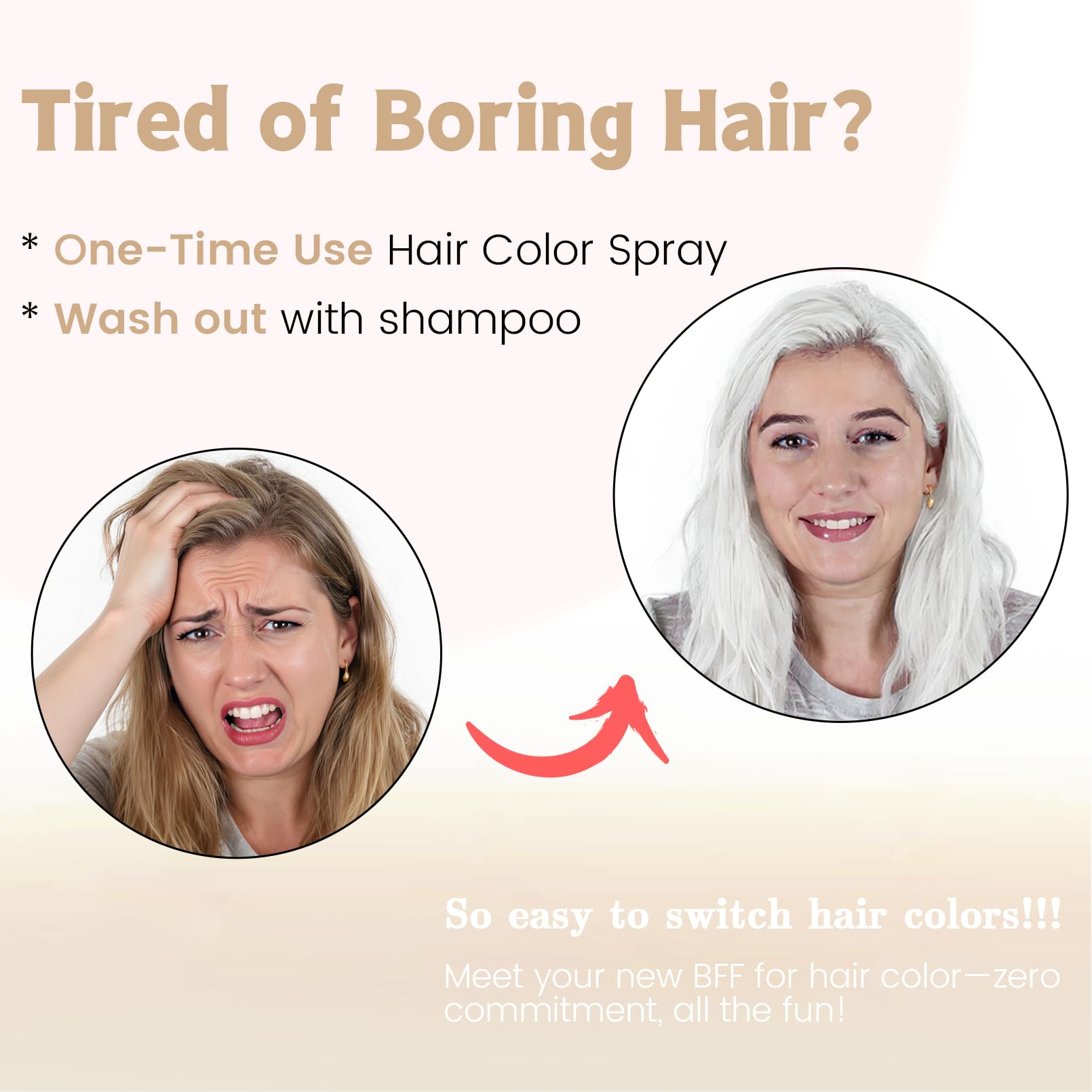 VOLLUCK spray-cheveux blanc, application rapide pour un look instantane