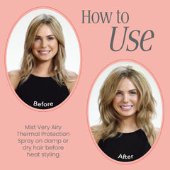 VOLOOM application sur cheveux humides ou secs pour protection avancée et volume.