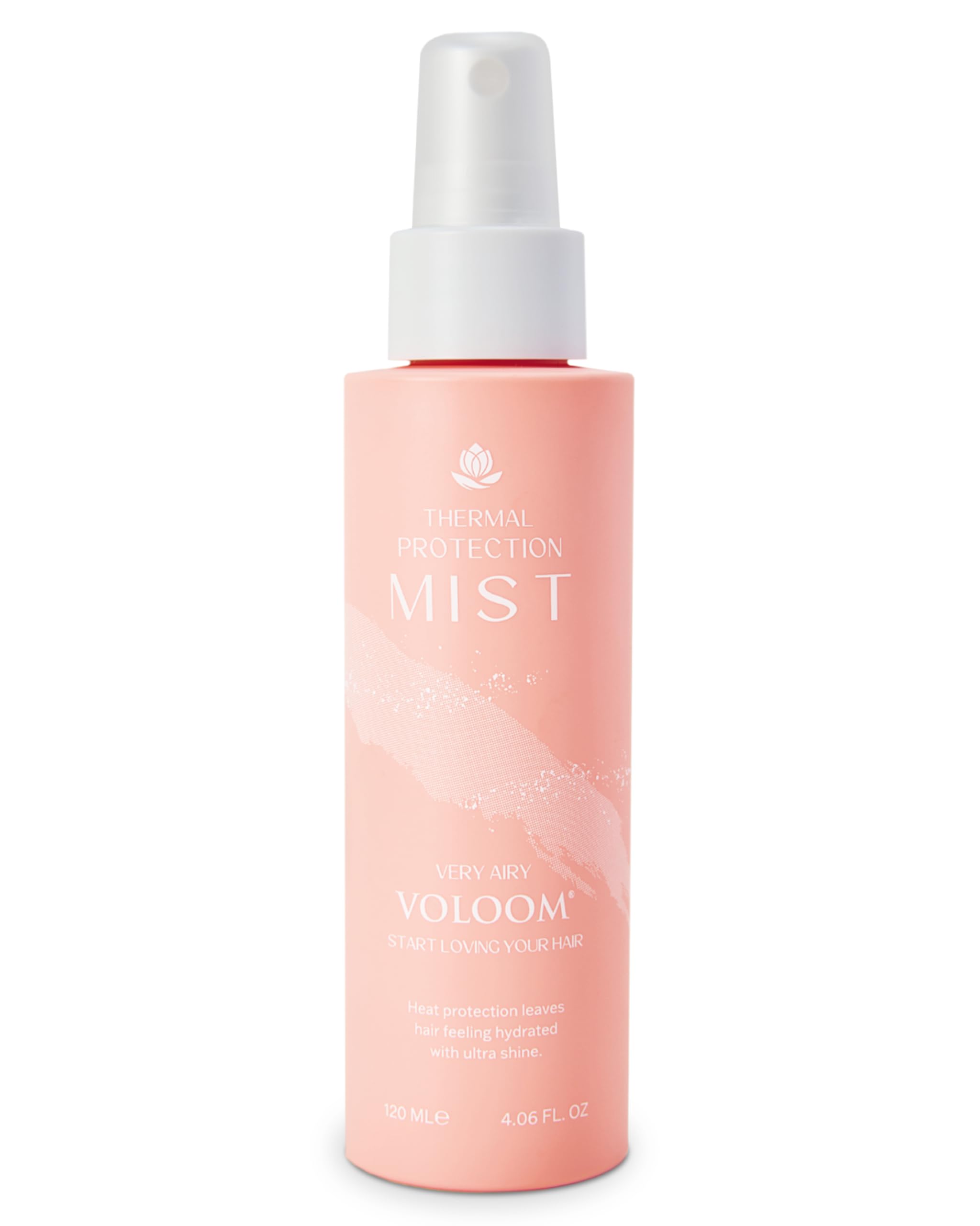 VOLOOM brume-protection thermique légère prête à vaporiser pour des cheveux soyeux.