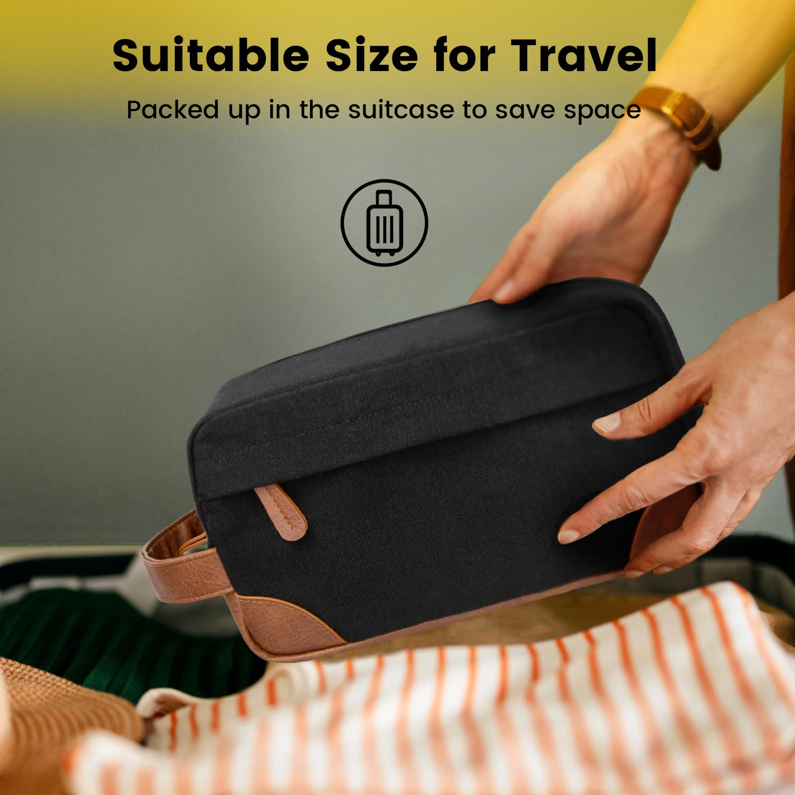 Vorspack sac de toilettes au format compact, facile à glisser dans une valise.