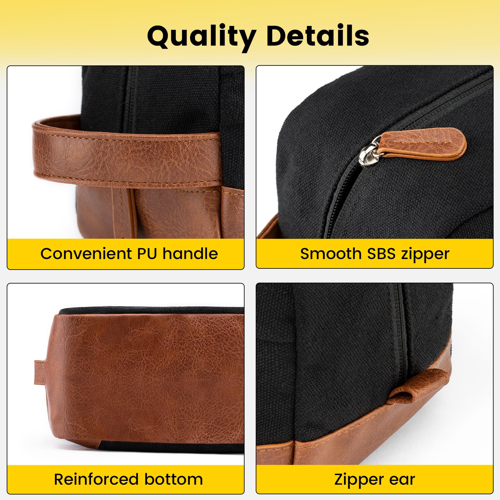 Vorspack sac de toilettes avec poignée en cuir, transport facile et durable.