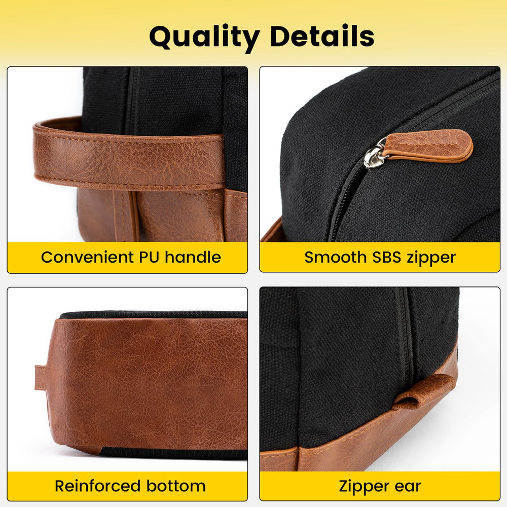 Vorspack sac de toilettes avec poignée en cuir, transport facile et durable.