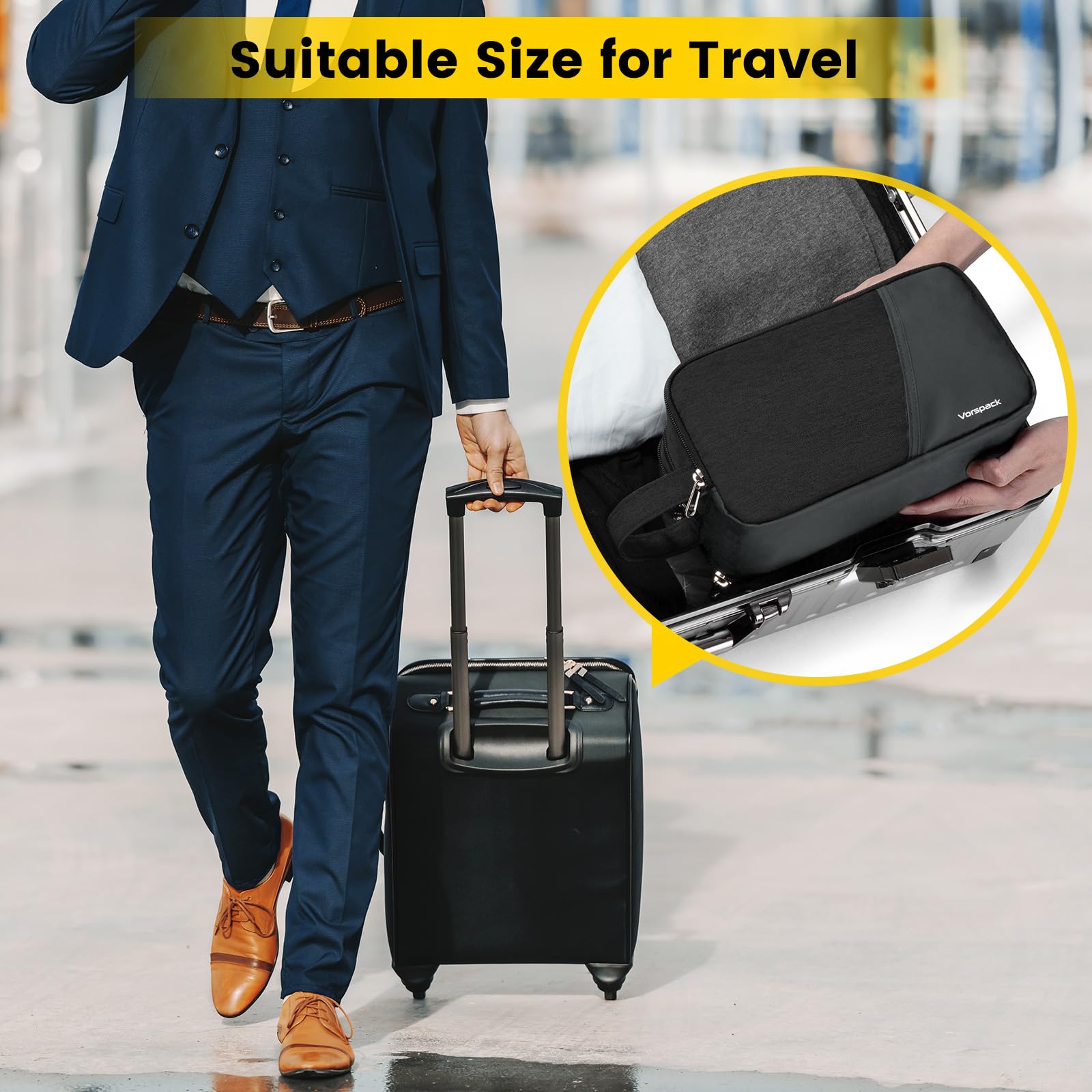 Vorspack sacoche voyage, design noir discret idéale comme cadeau pratique.