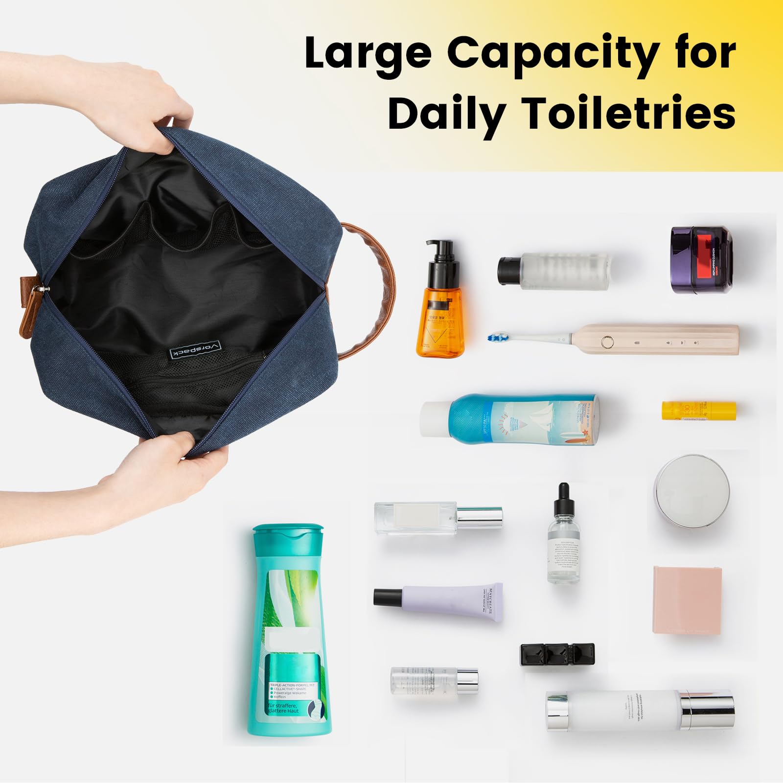 Vorspack trousse de toilette grande capacité idéale pour tout le nécessaire