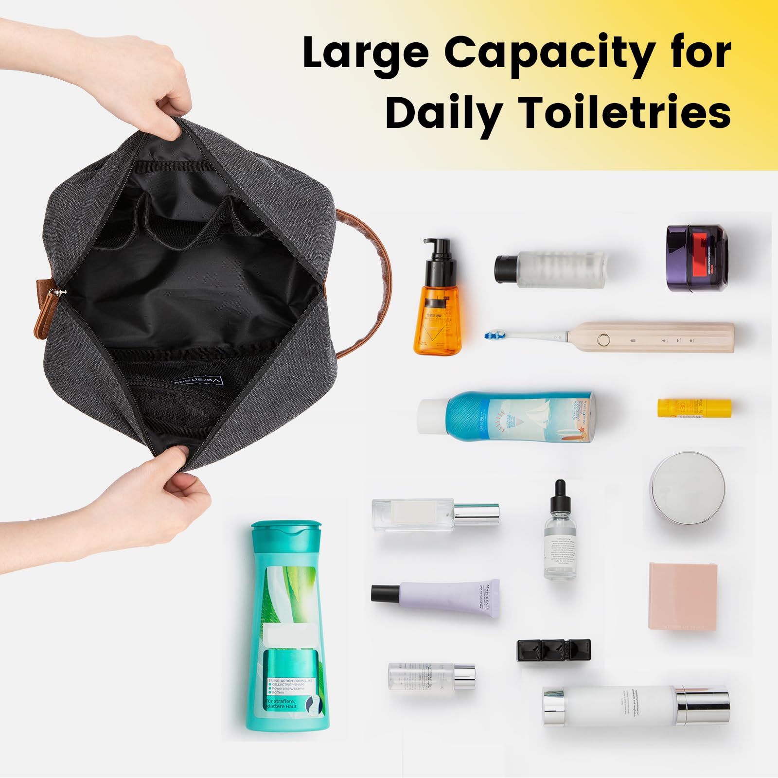 Trousse Vorspack polyvalente pour maquillage et articles d'hygiène.