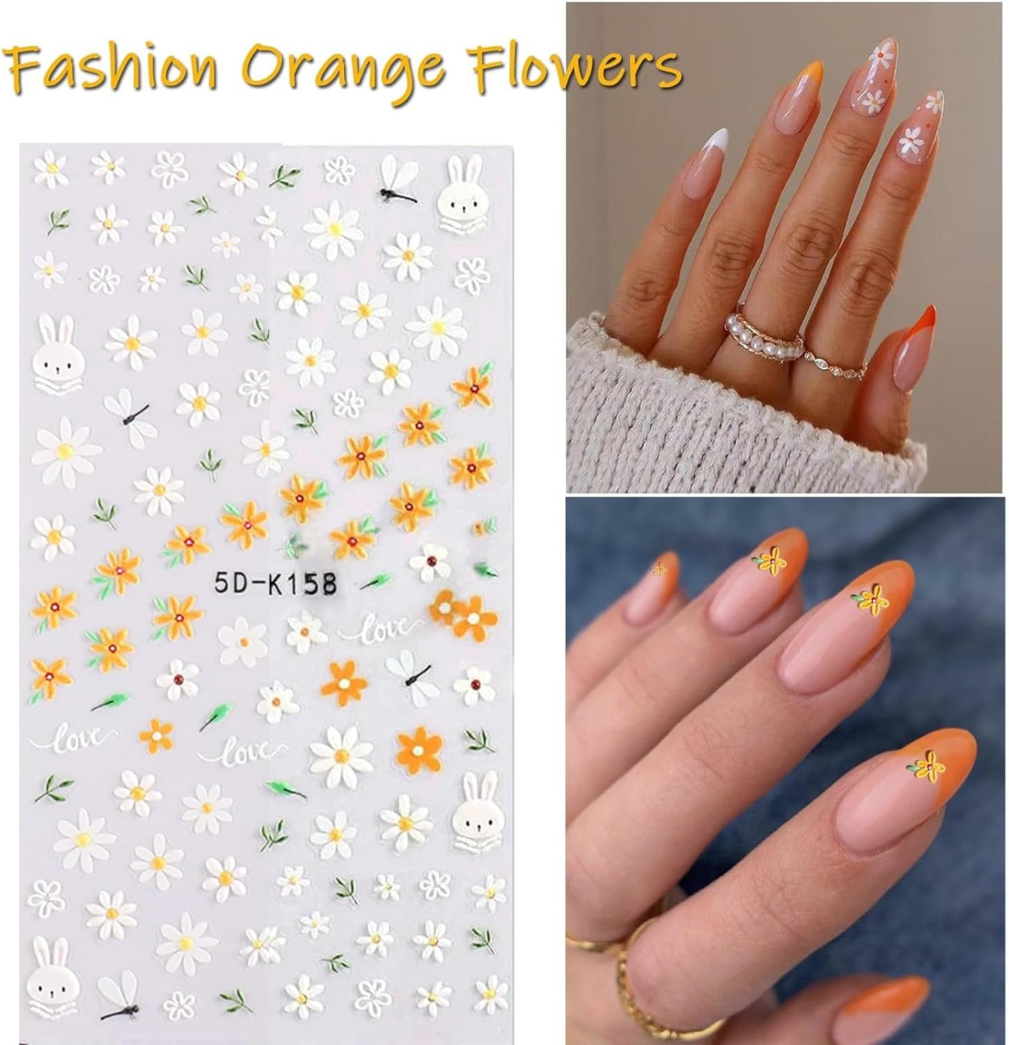 VOTACOS Motifs fleurs ongles 5D pour personnaliser votre routine beauté.
