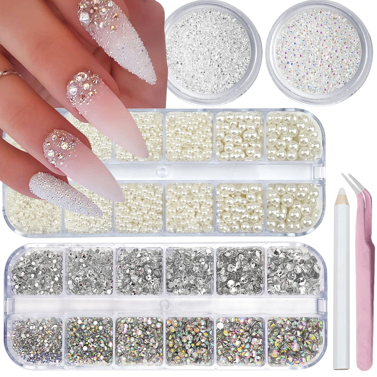 Charms VOTACOS: quatre boîtes strass flatback pour designs variés.