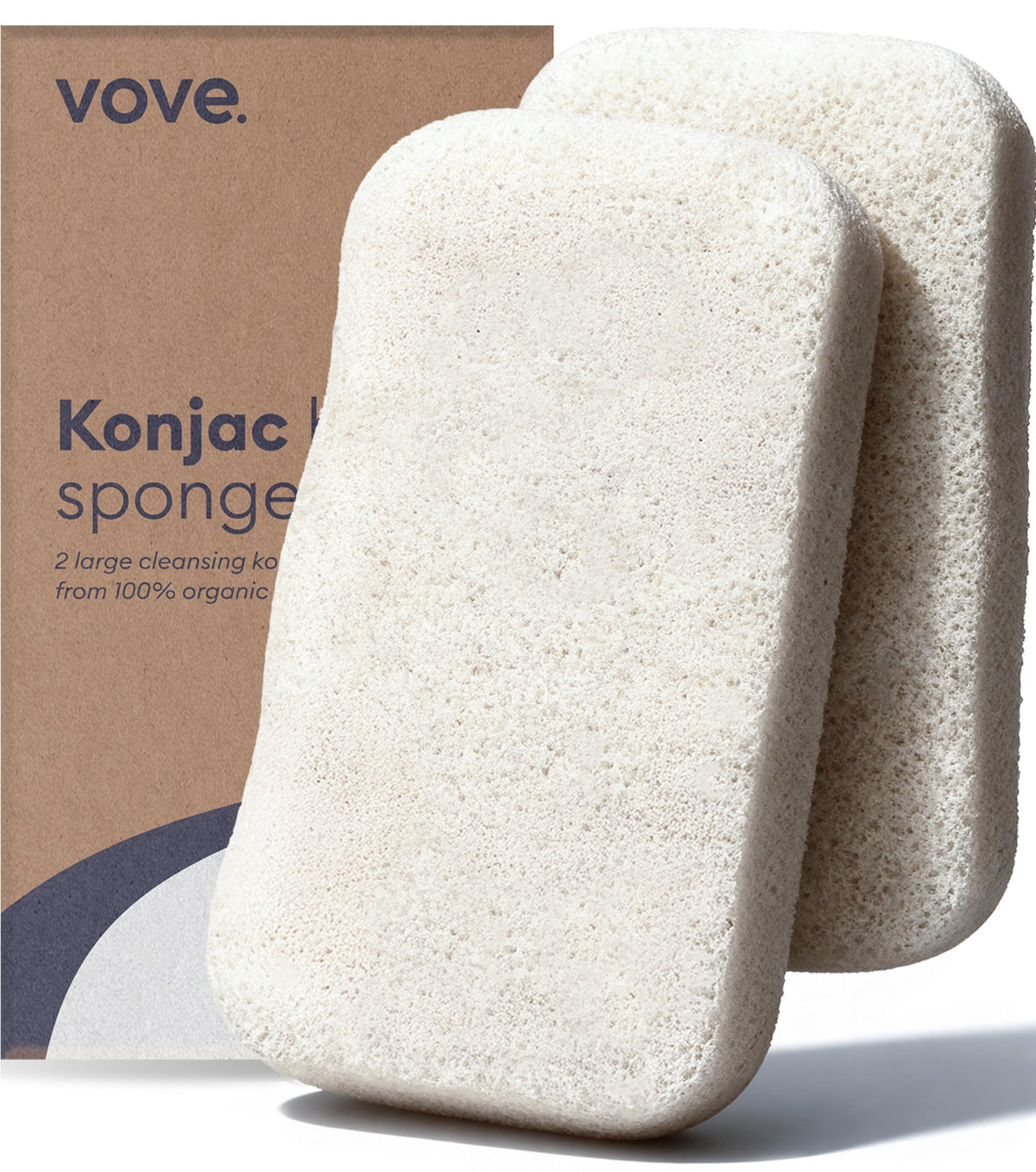 Éponge Konjac Vove en duo pour exfolier le corps en douceur