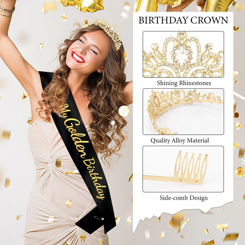 Vovii couronne dorée-paillettes, design audacieux pour un style festif.