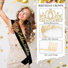 Vovii couronne dorée-paillettes, design audacieux pour un style festif.