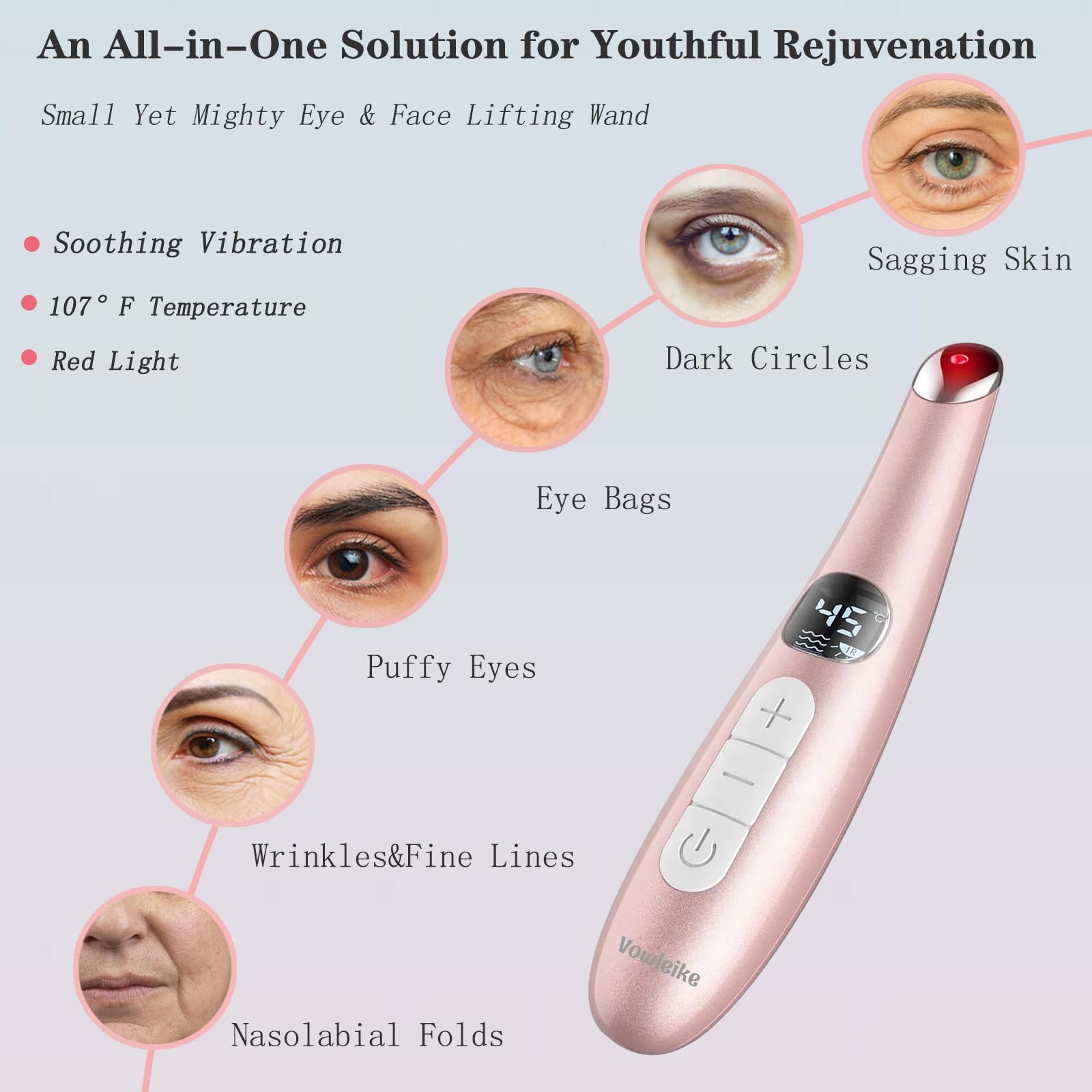 Vowleike Massage yeux rapide réduit les poches et détend le regard.