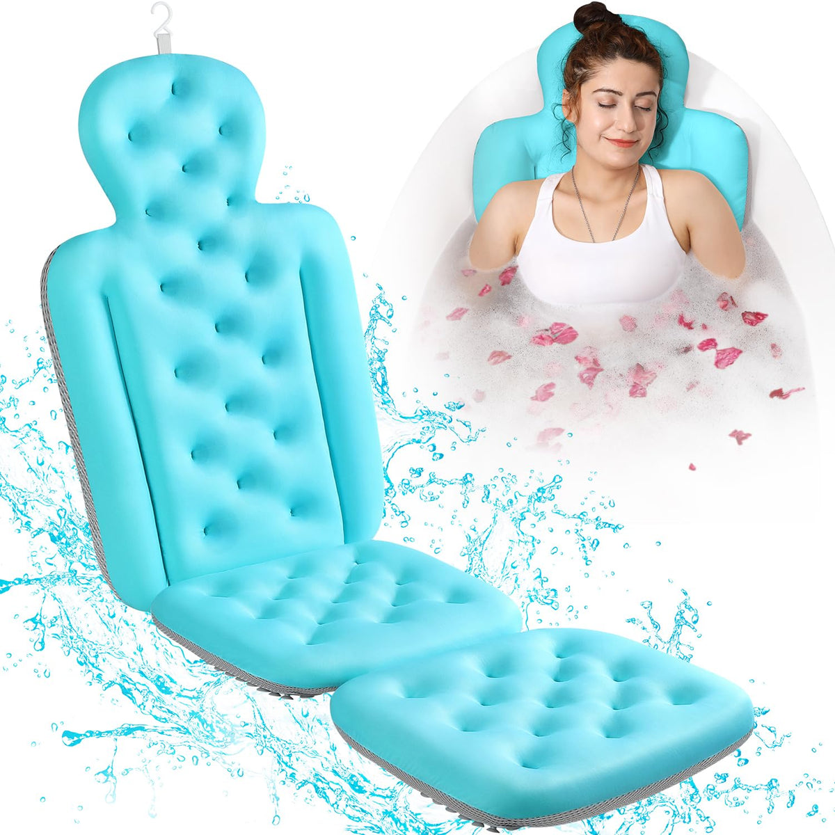 VOXOR coussin bain couleur bleu ocean, soutien corporel total pour spa a domicile.