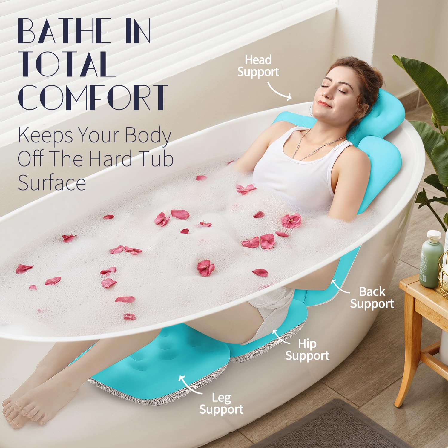 VOXOR coussin bain ventouses anti-glisse, maintien sur surfaces lisses.