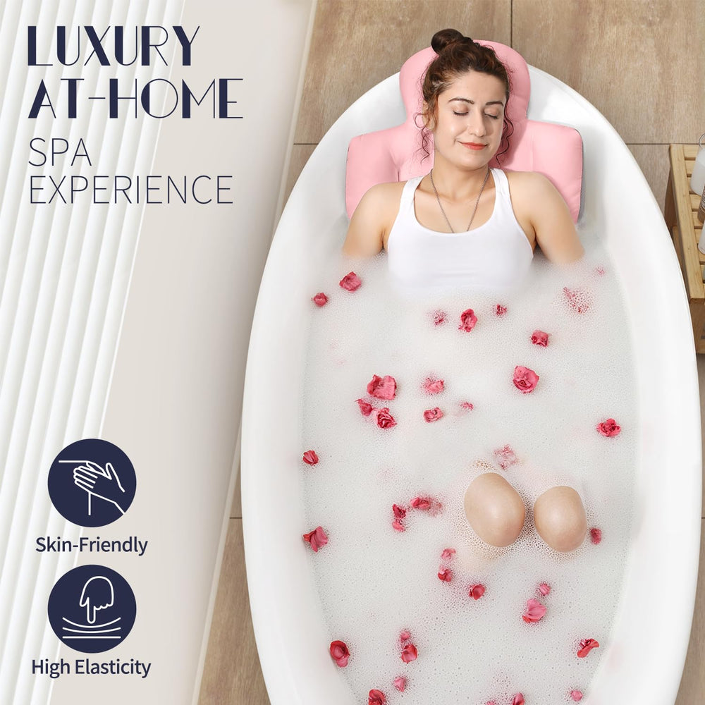 VOXOR oreiller bain corporel rose, face inférieure avec ventouses anti-glisse pour surface lisse.
