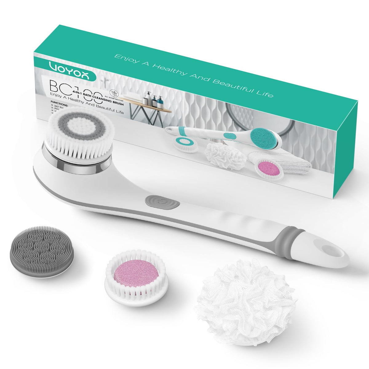 Brosse VOYOR électrique tourne à 360° pour un nettoyage en profondeur.