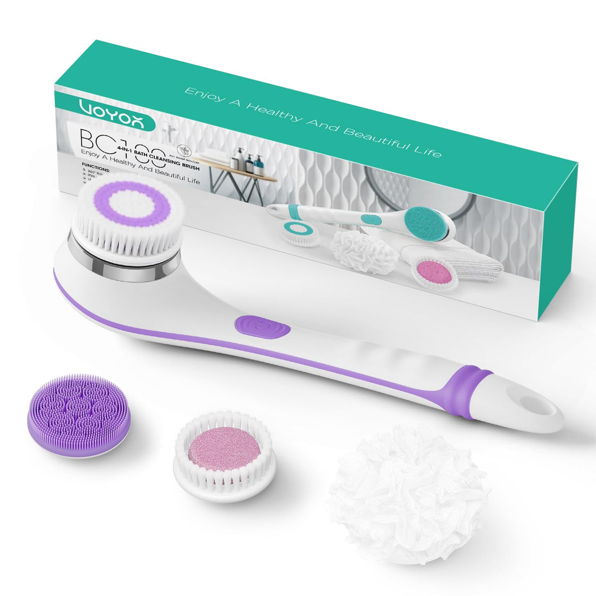 Brosse VOYOR, tête rotation 360, nettoyage en profondeur du corps.