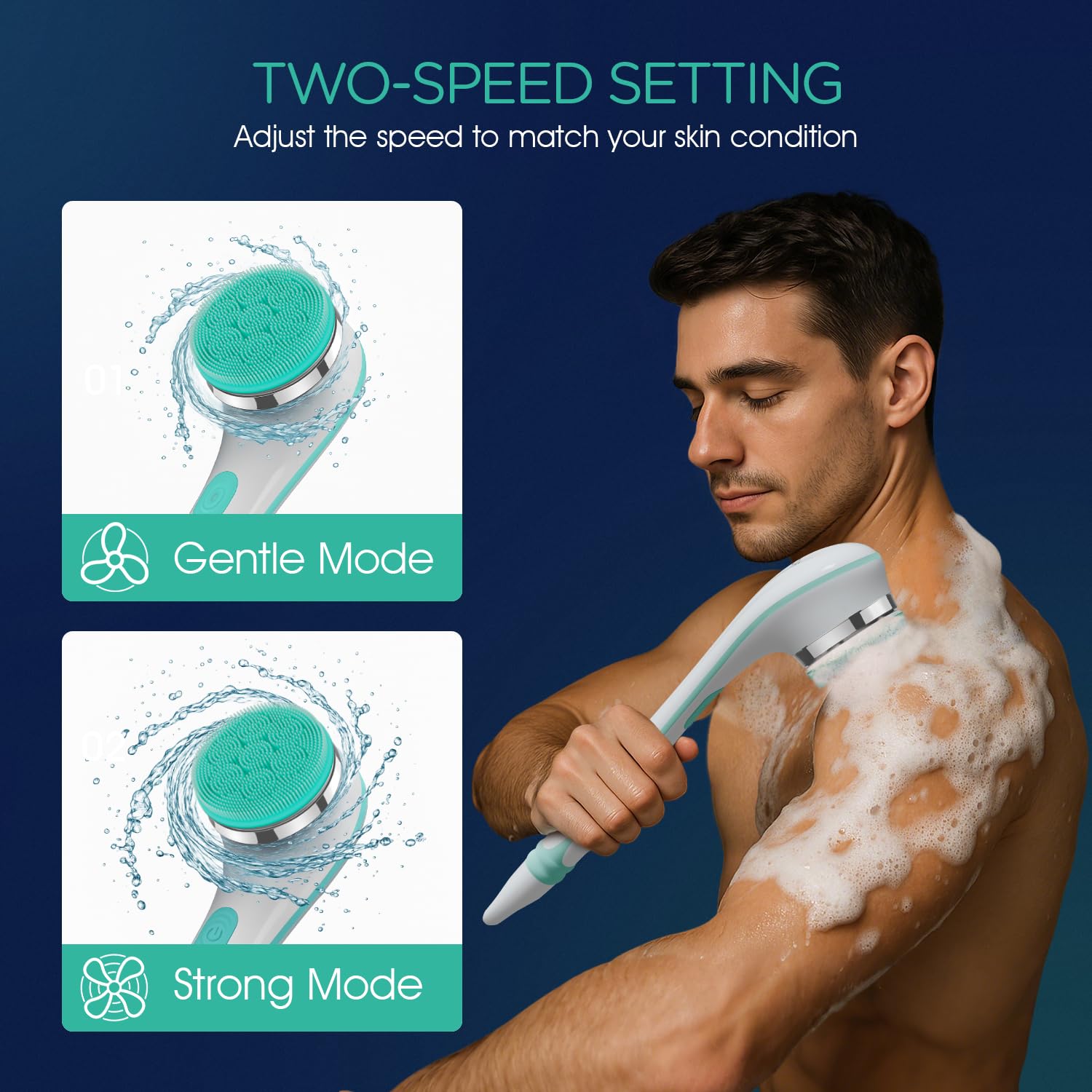 Massage doux avec la brosse VOYOR en silicone pour la peau.