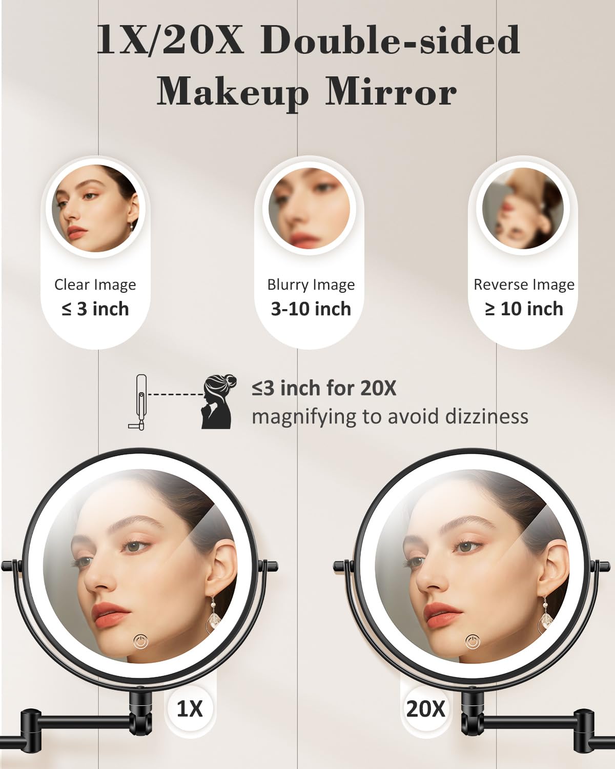 Éclairage VPU à 3 couleurs pour adapter la teinte du maquillage