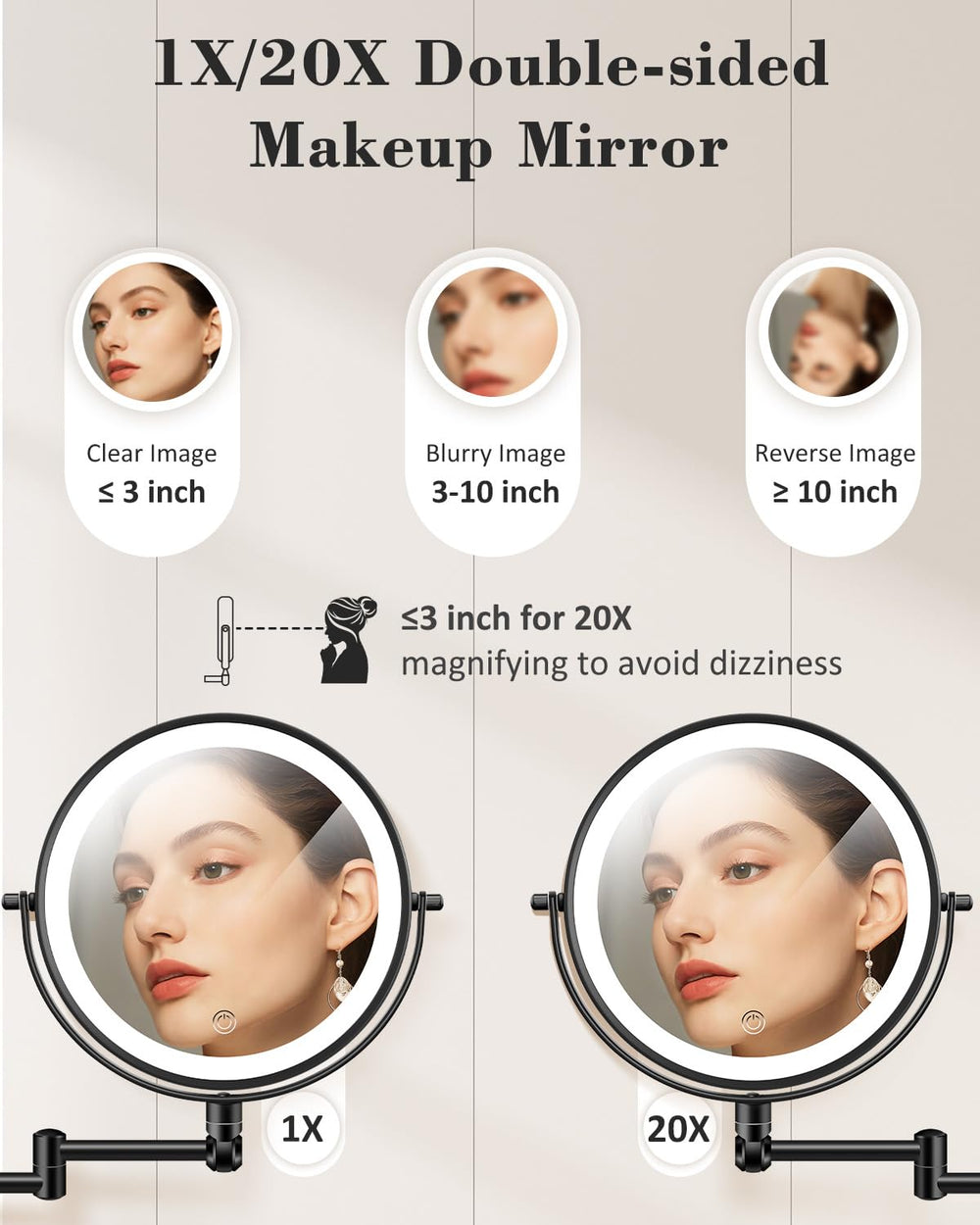 Éclairage VPU à 3 couleurs pour adapter la teinte du maquillage