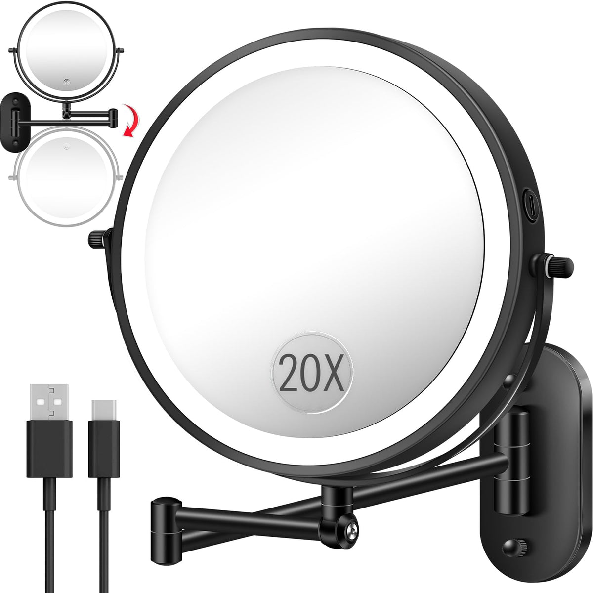 Miroir maquillage VPU 9 pouces avec lumière pour une vue générale nette