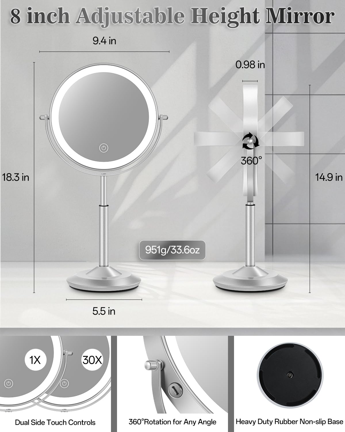 Design en métal du miroir VPU élégant et durable
