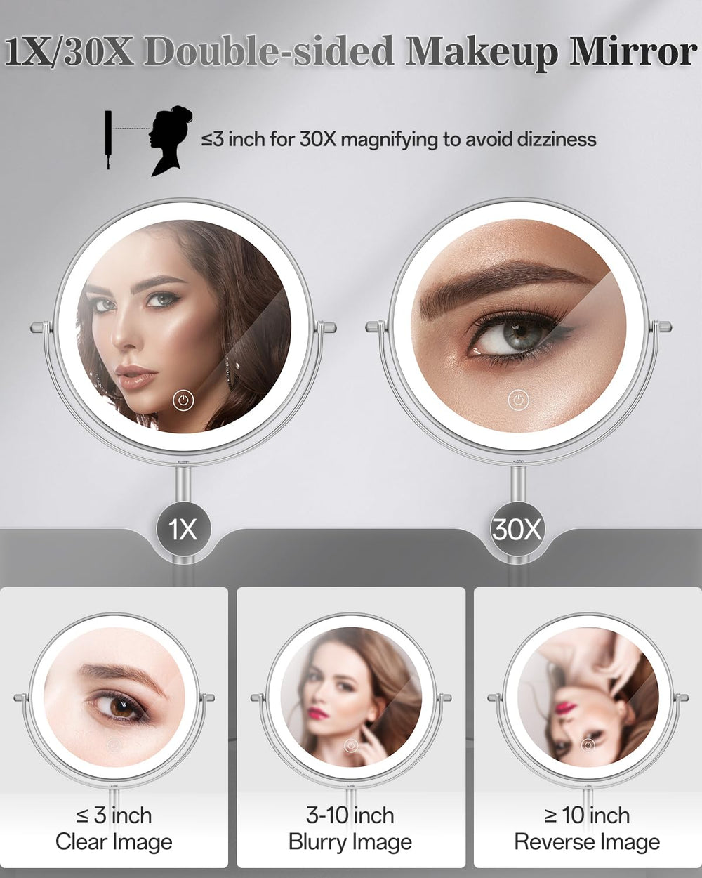 Miroir VPU lumière en trois tons pour rendu couleur fidèle