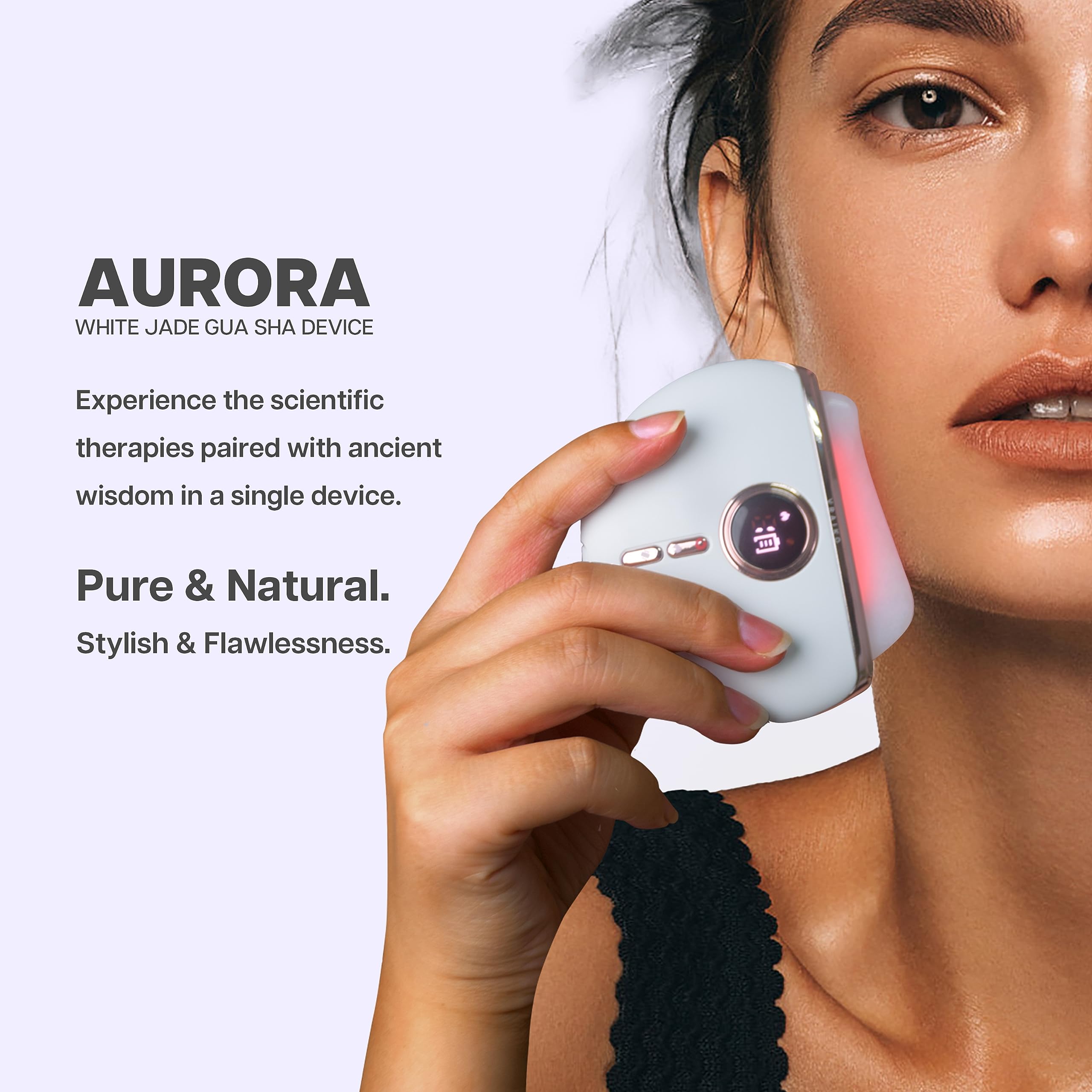 VRAIKO Aurora: pierre de jade blanche pour un massage facial doux.