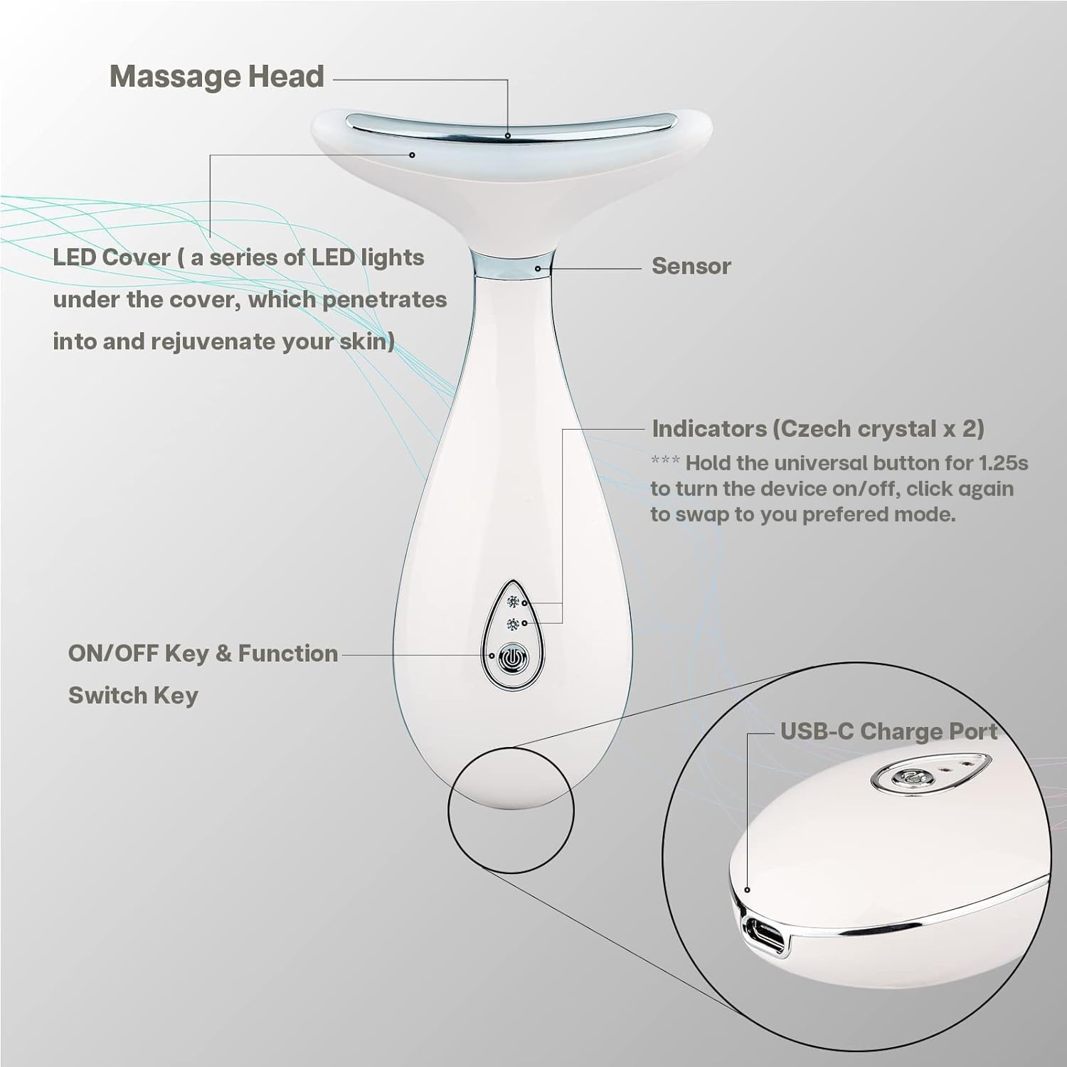 VRAIKO Lily vibrations réglables pour un massage personnalisé du visage et du cou.