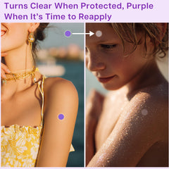 Stickers UV VRAIKO sur peau propre et sèche, indication claire de réapplication