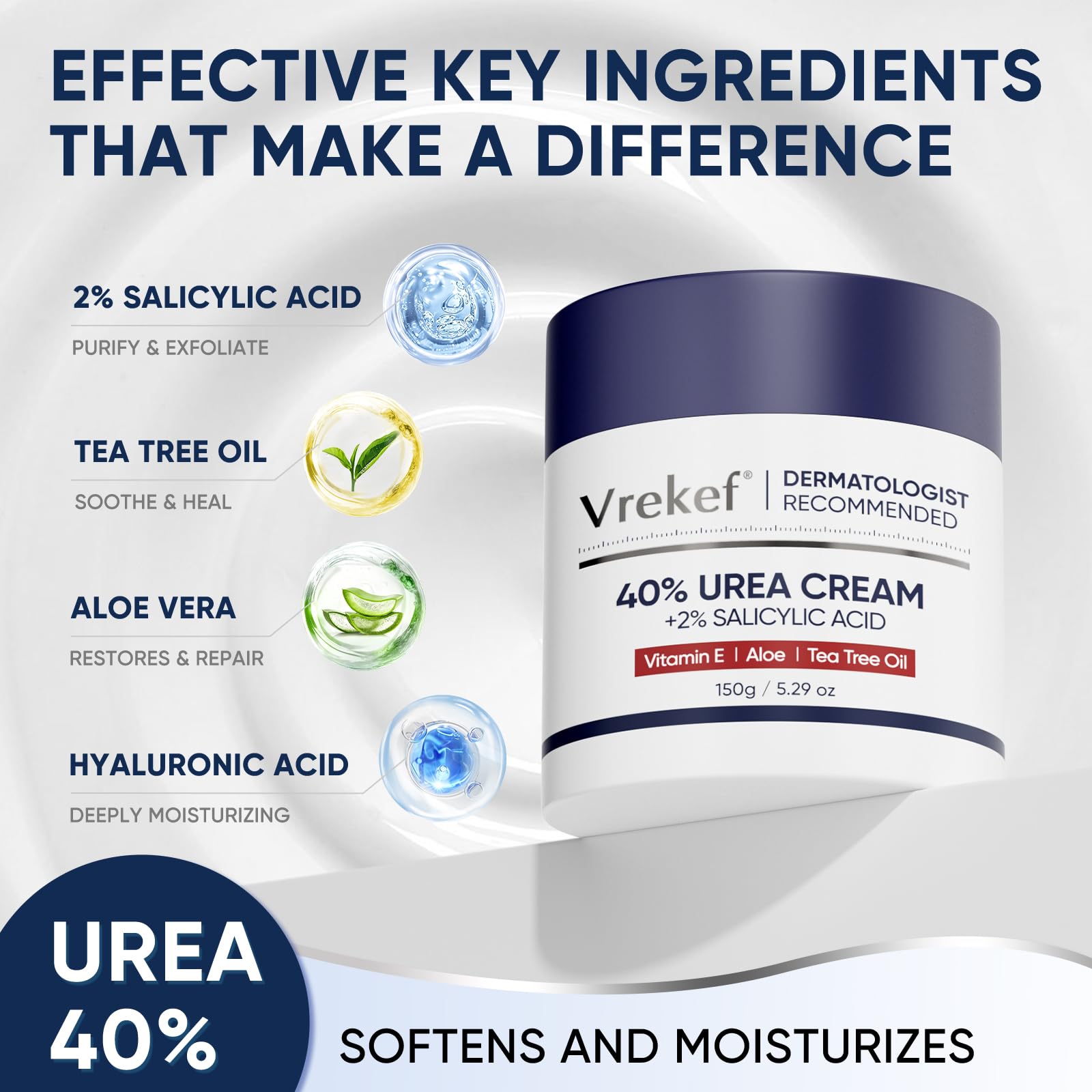 Crème VREKEF Urée 40% pour mains, apaise et adoucit.