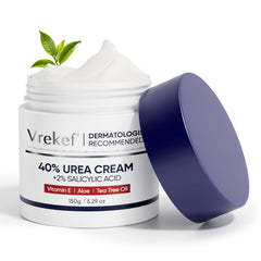 Crème VREKEF Urée 40% pour pieds, talons secs hydratés.
