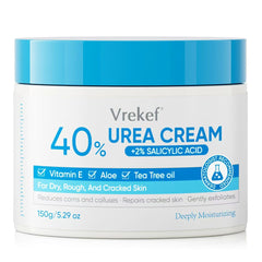 VREKEF Crème Urea 40% pour pieds talons secs, soin intensif et nourrissant