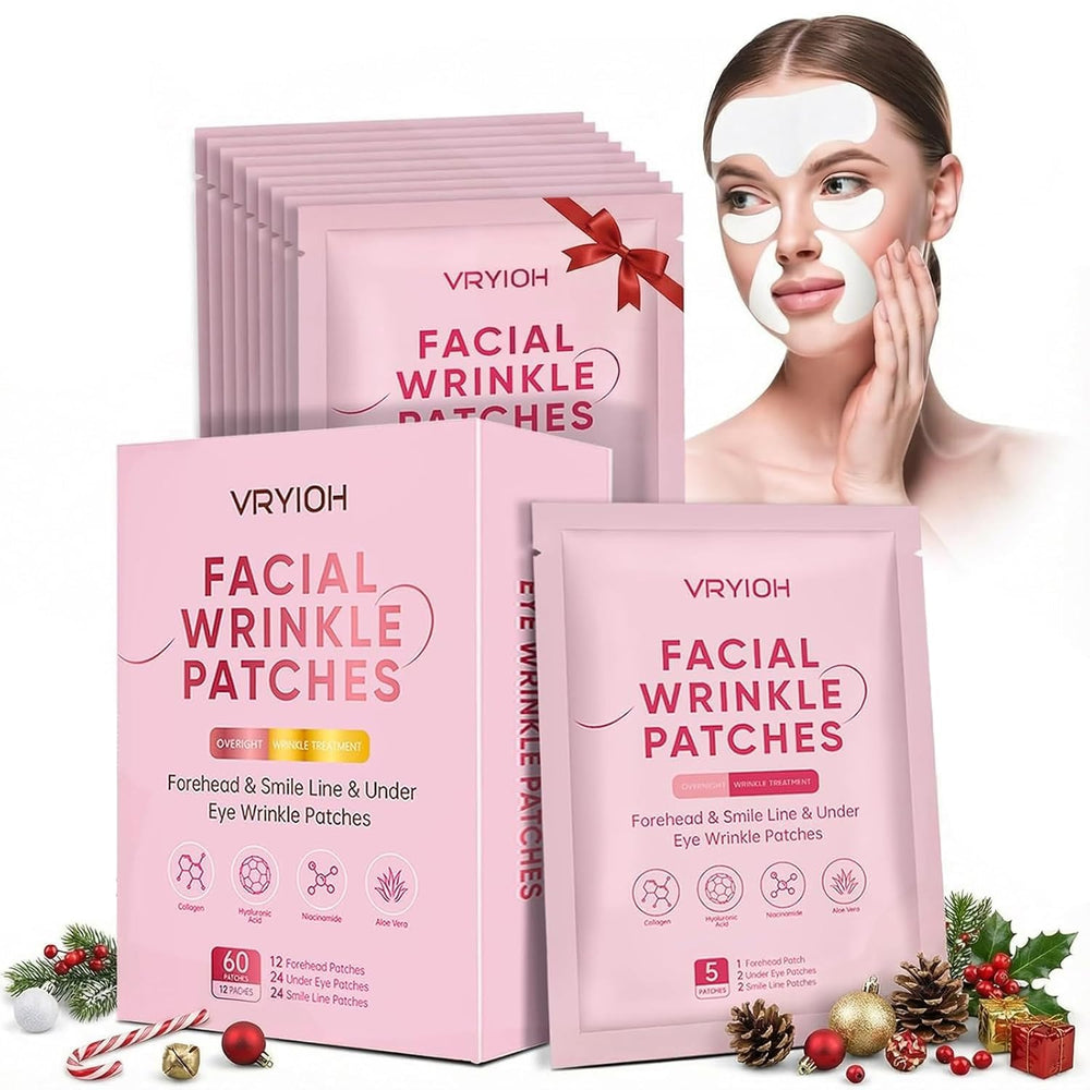 Boîte Vryioh présentant les patchs visage pour une routine nocturne hydratante.
