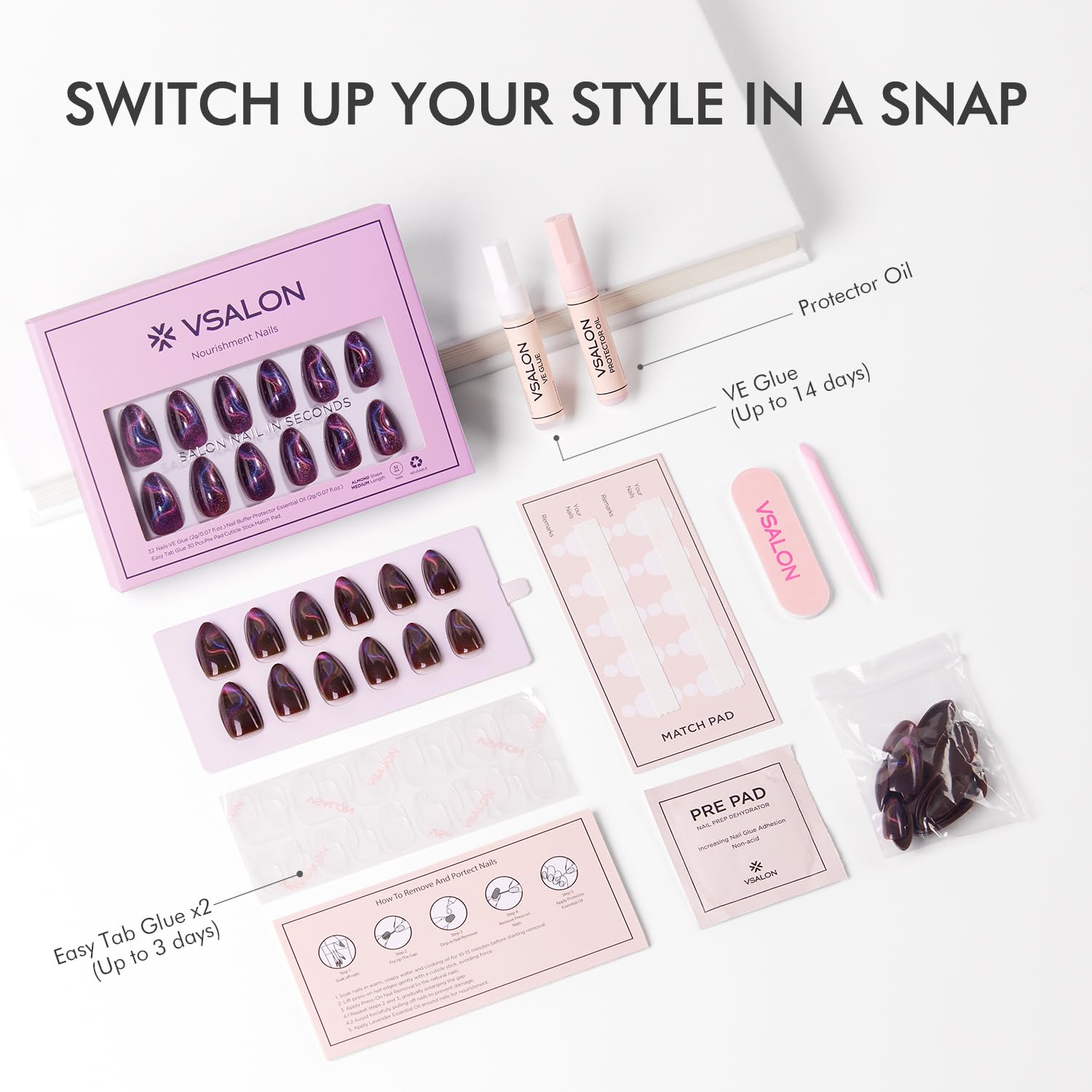 VSALON ongles glamour, brillance salon à domicile pour occasions spéciales.