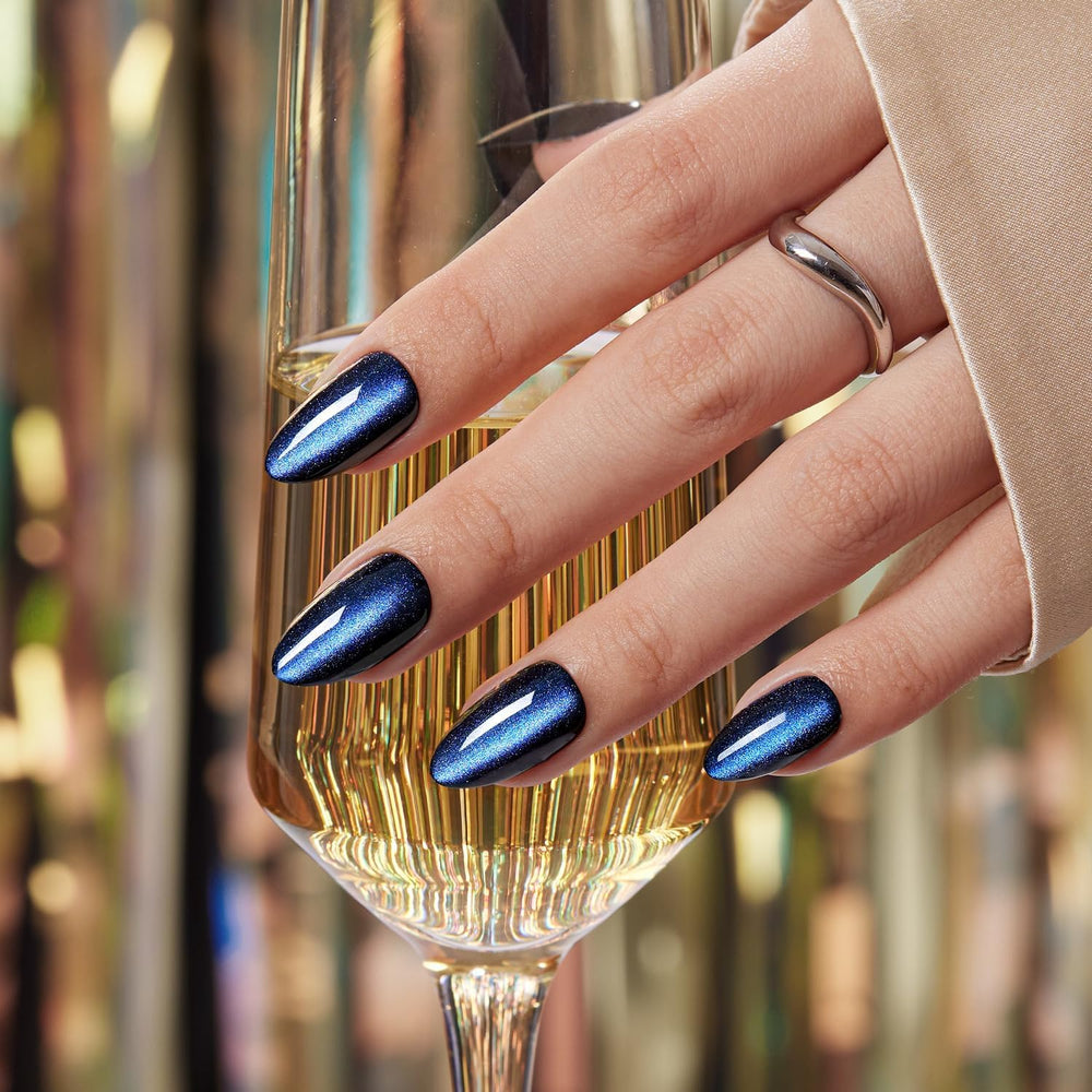 VSALON onglets bleu oeil de chat brillant, finition haut brillant