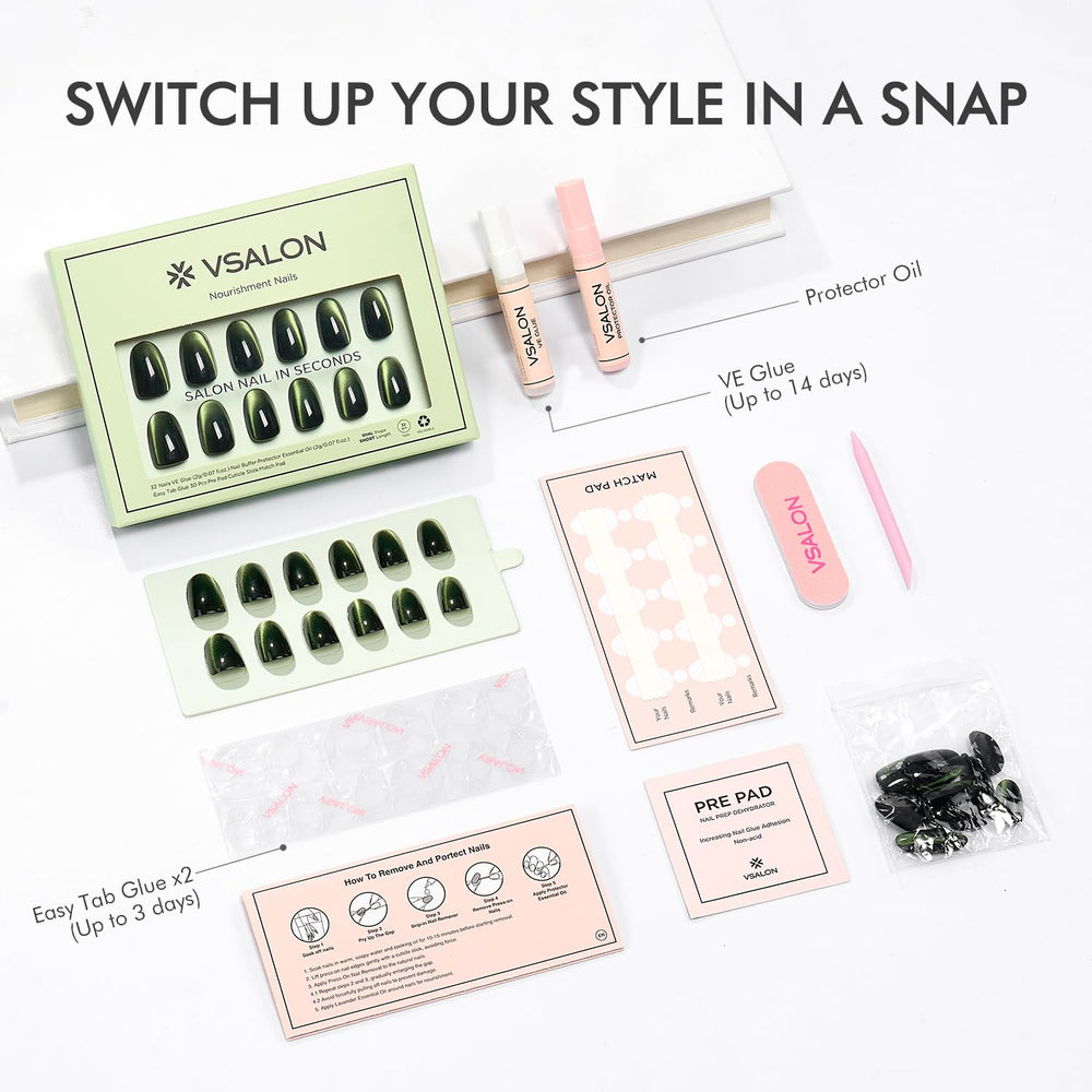 Ongles réutilisables avec colle et huile cuticule.