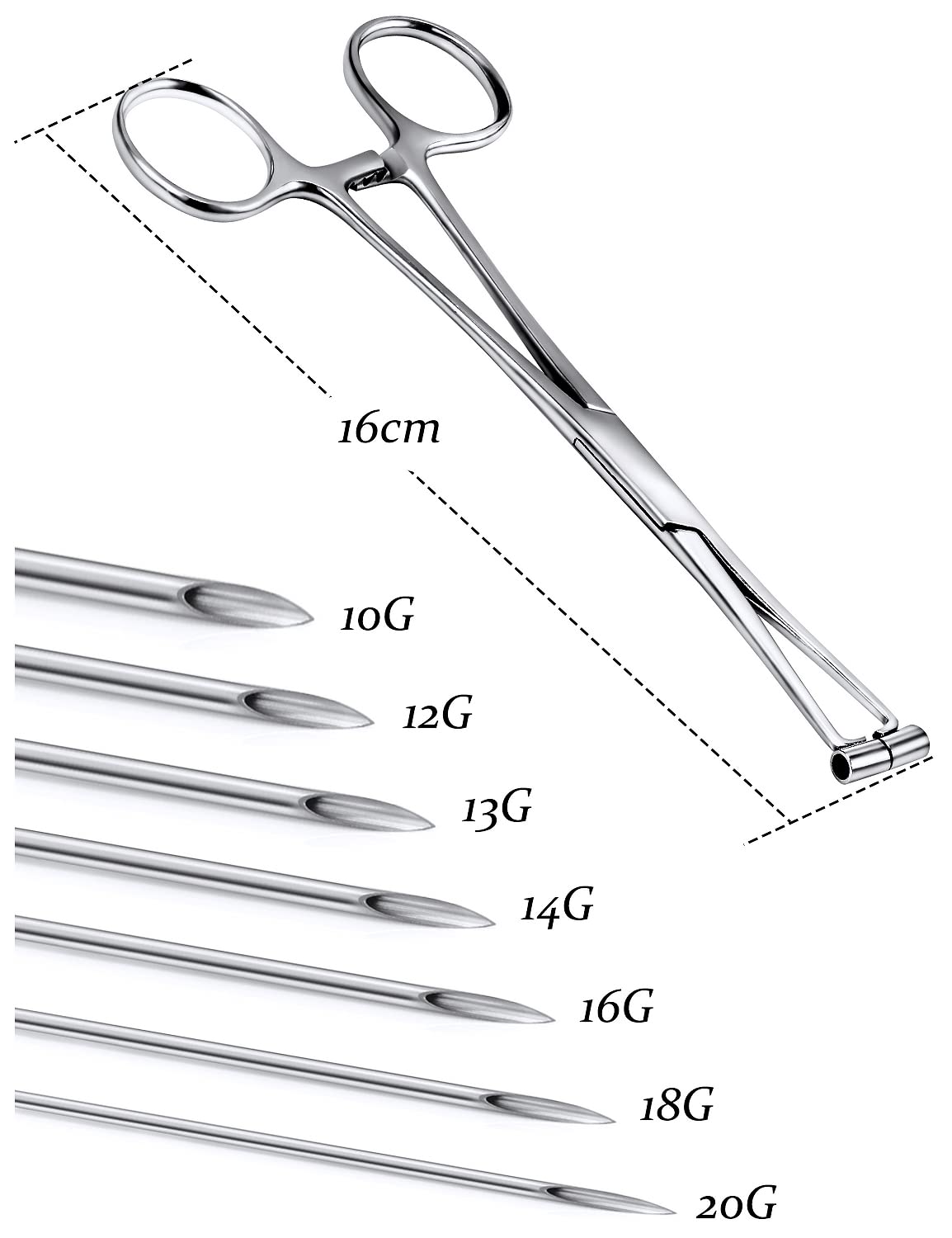 Aiguilles piercing 10G Vsnnsns, gestes précis et sécurité lors du perçage.