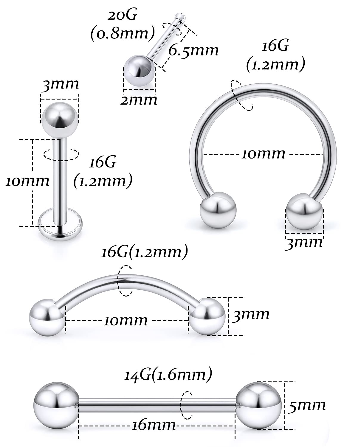 Aiguilles piercing 12G Vsnnsns, contrôle et propreté pour un travail soigné.