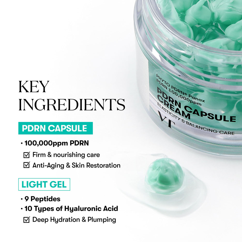 VT COSMETICS – détails des capsules PDRN et concentration élevée.