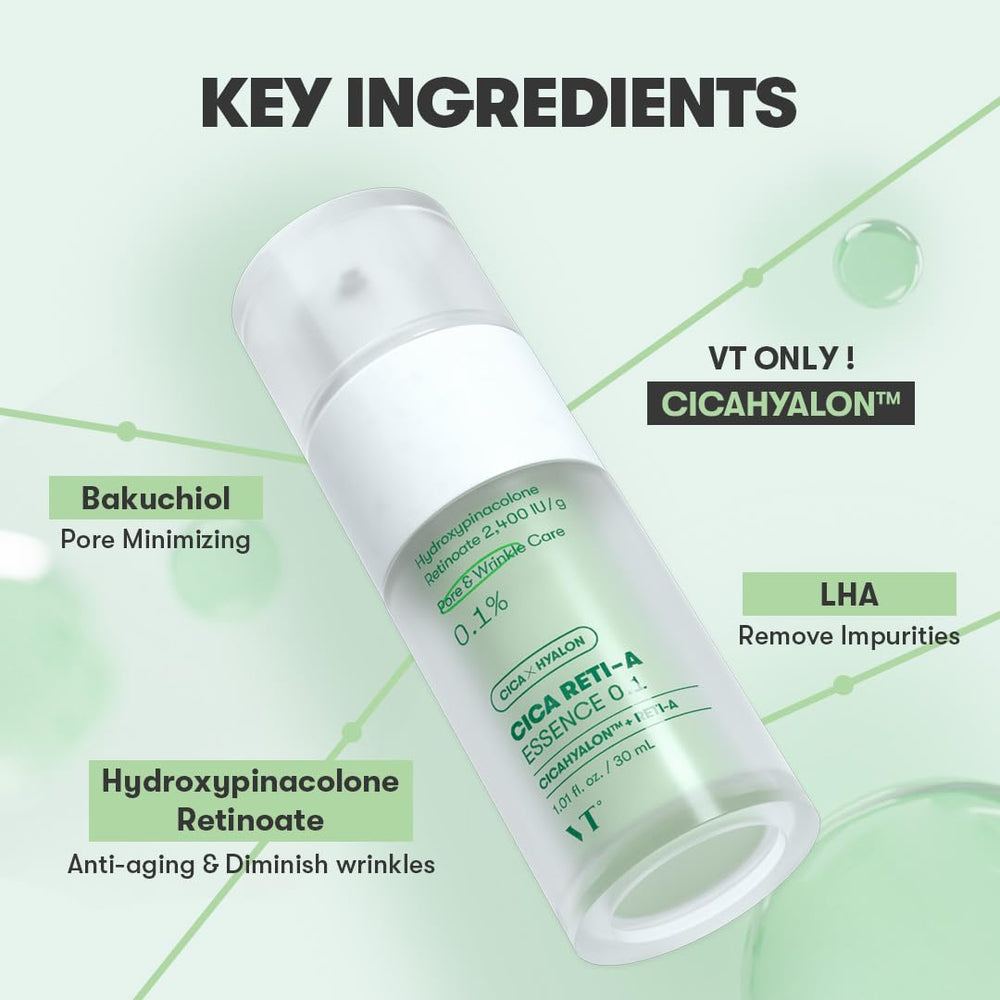 VT COSMETICS Cica Reti-A Retinol Essence – contrôle du sébum pour peau plus lisse.