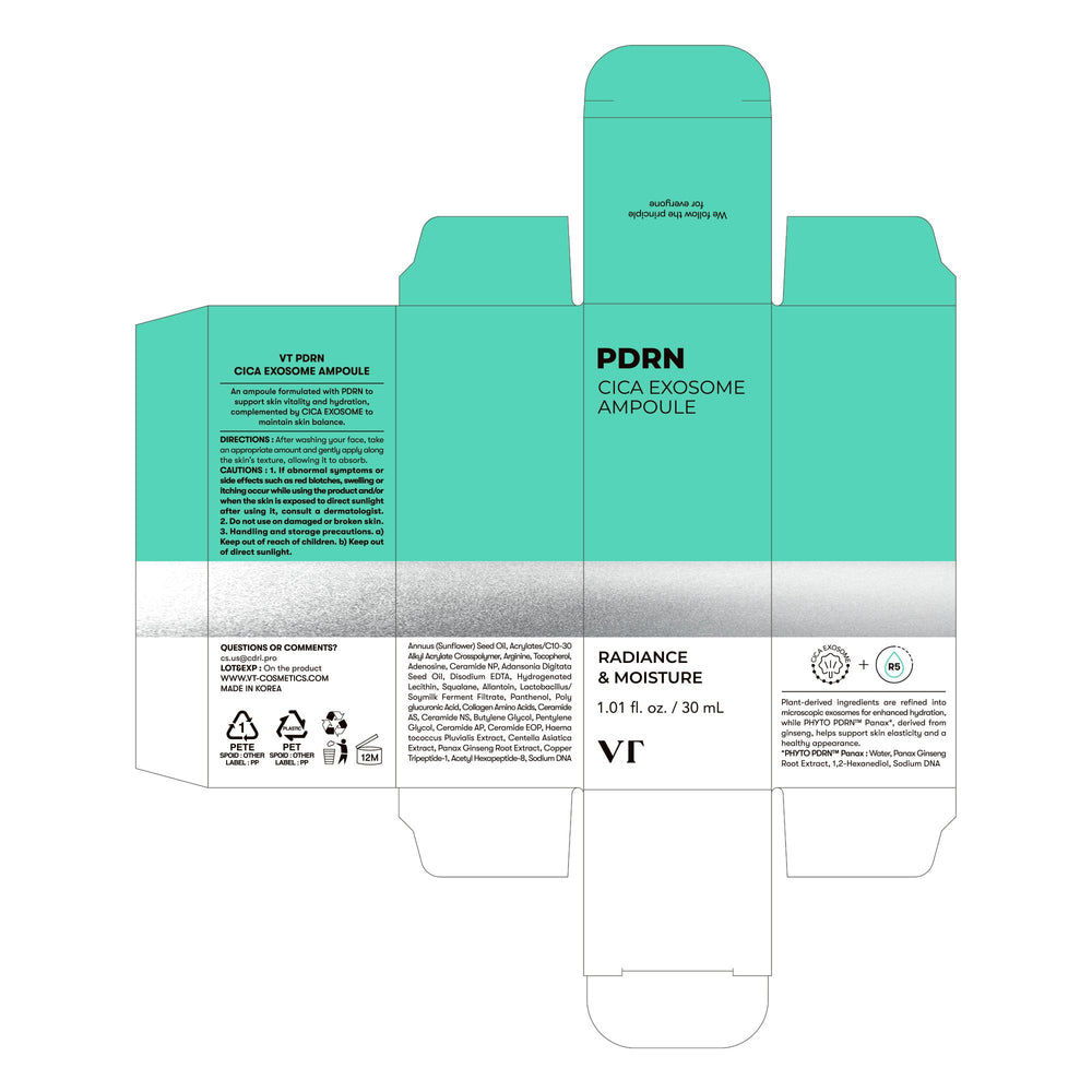 VT COSMETICS PDRN Cica Exosome Ampoule adaptée à tous les types de peau sensibles