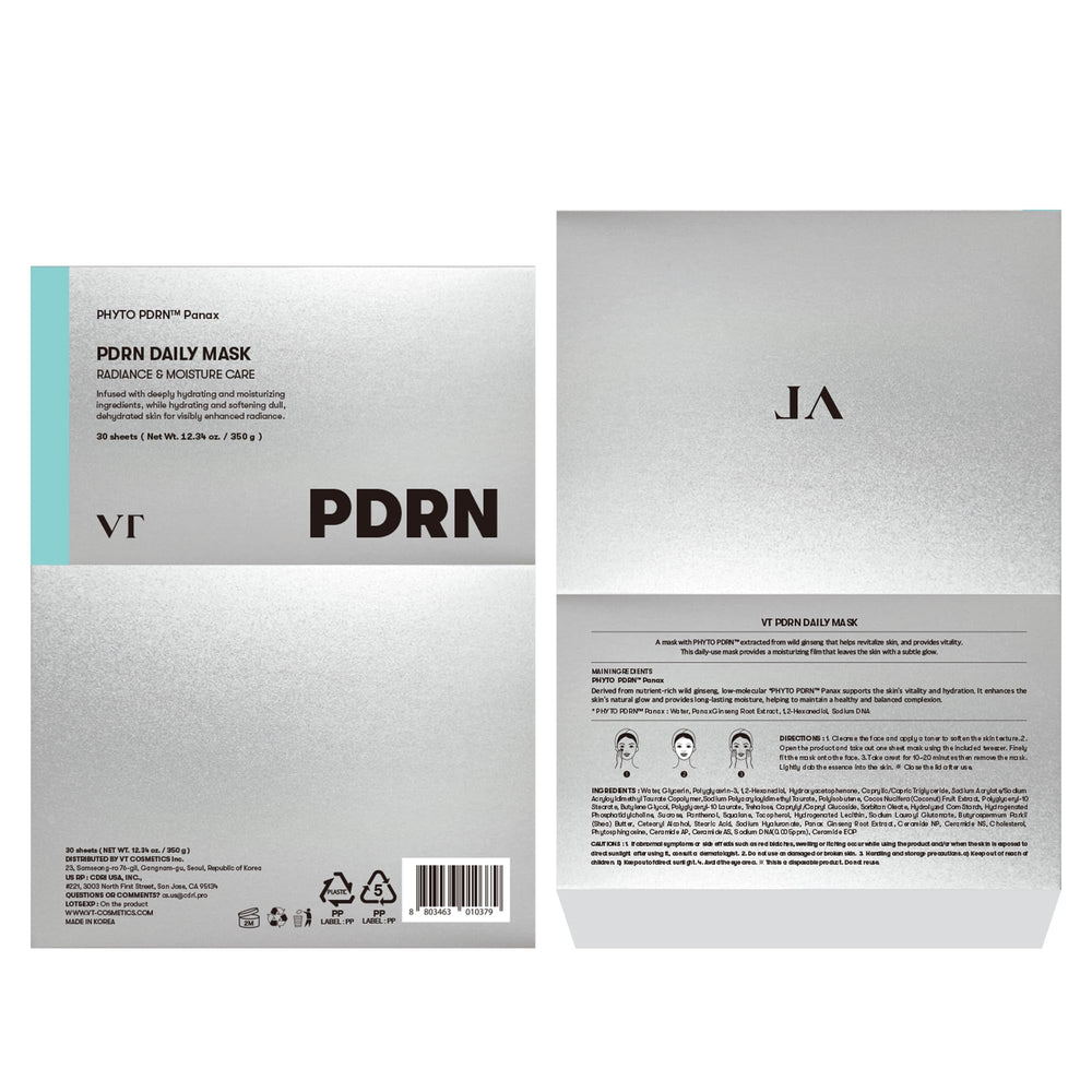 VT COSMETICS PDRN Daily Mask fibres douces adaptées aux peaux sensibles pour douceur instantanée