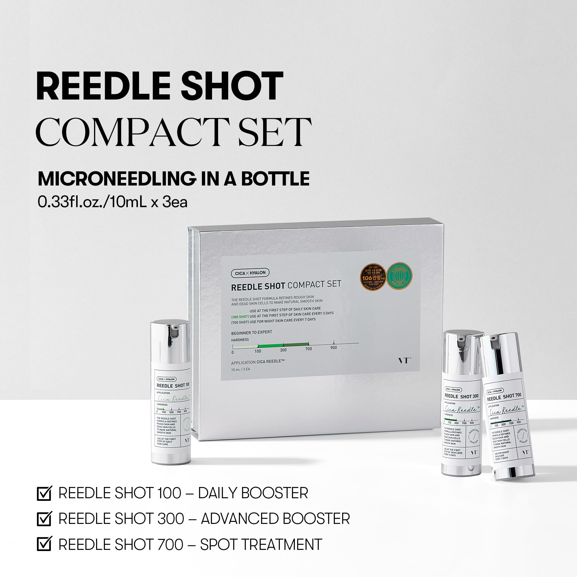 VT COSMETICS Reedle Shot 100 en flacon, première étape d’absorption.