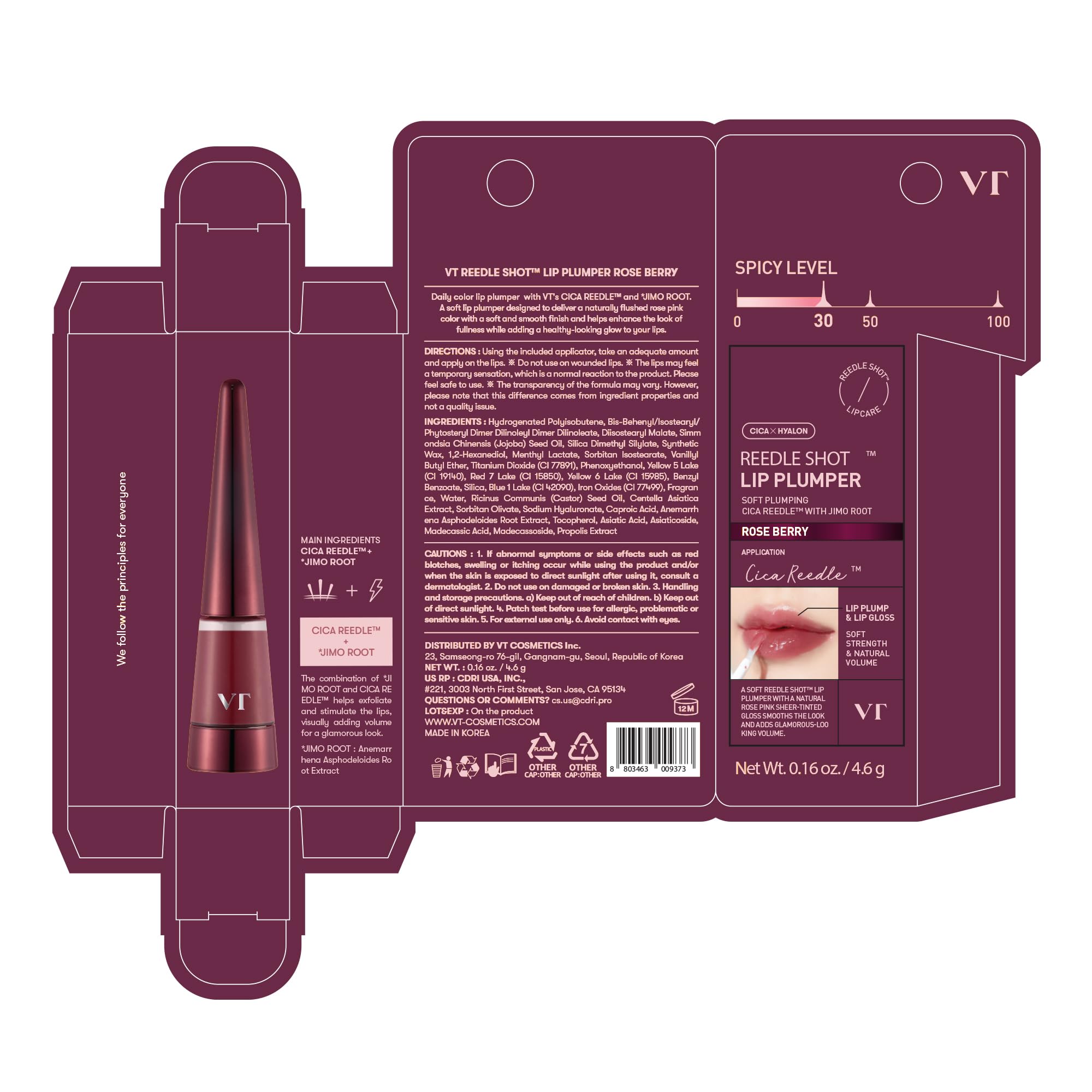 VT COSMETICS Reedle Shot coffret Saint-Valentin, cadeau idéal pour des lèvres séduisantes.