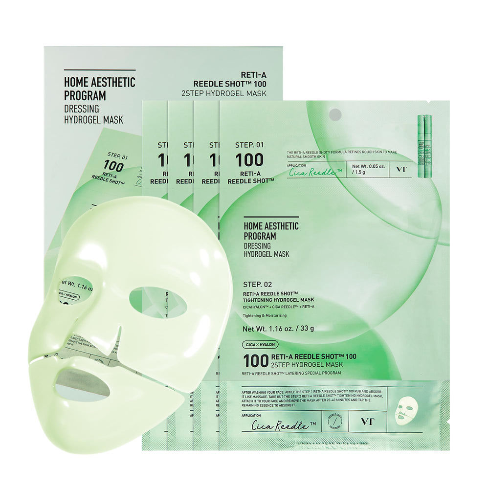 Masque hydrogel VT COSMETICS Reti-A Reedle Shot offrant élasticité et confort à l’application.